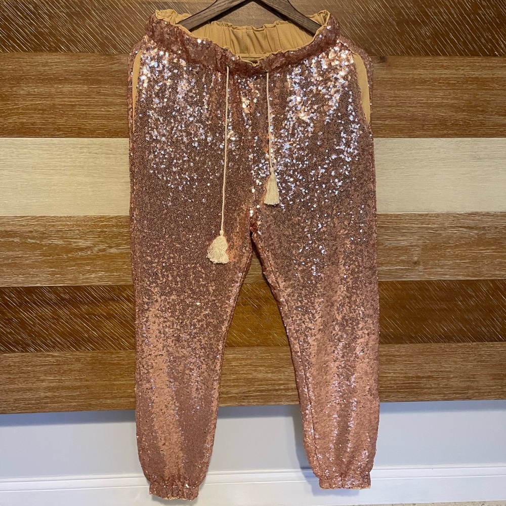 Pink sequin joggers